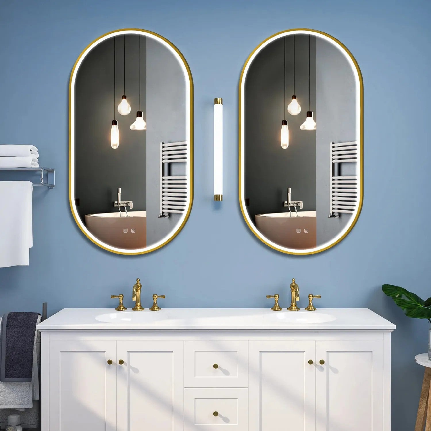 Zrcadlo LED OVL 50x100cm Brush Gold  4