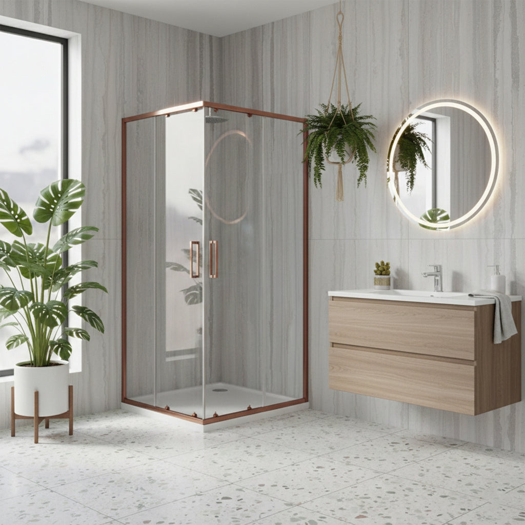 Sprchový kout REA City 90x90 Brush Copper Se sprchovou vaničkou Savoy black 3