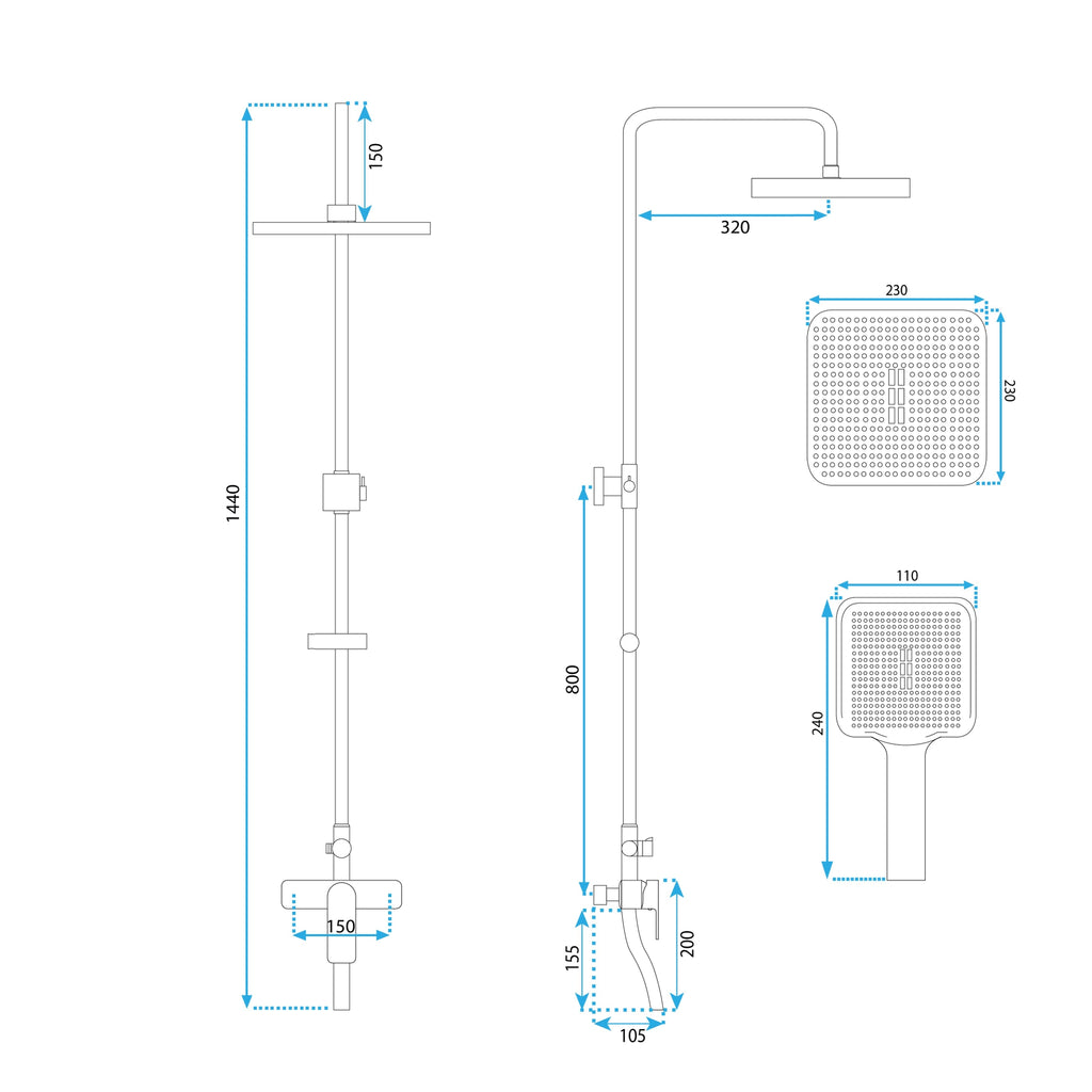 Sprchový set REA ARGUS GOLD BRUSH  6