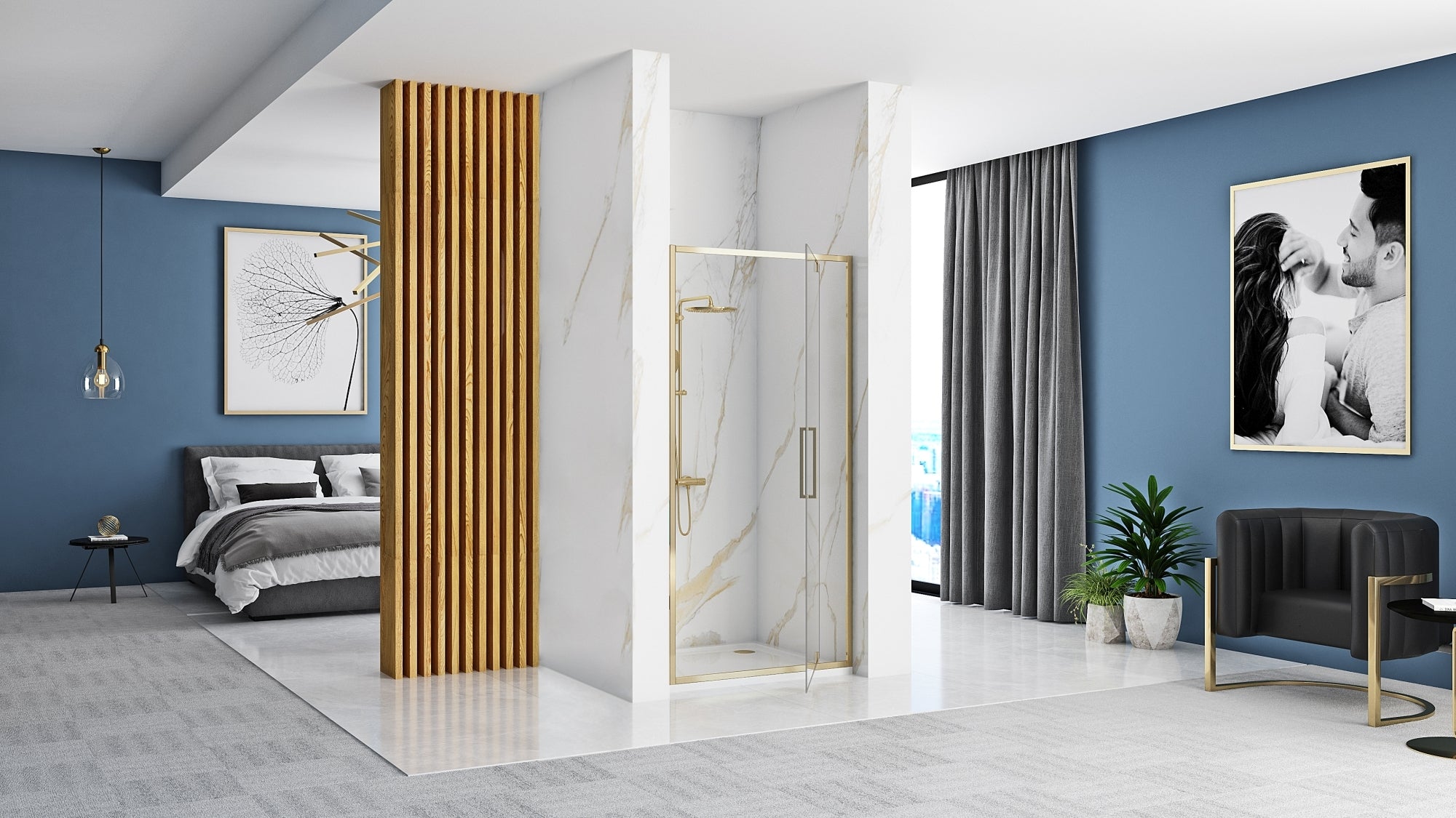 Sprchové dveře REA Rapid Swing Gold 90  4