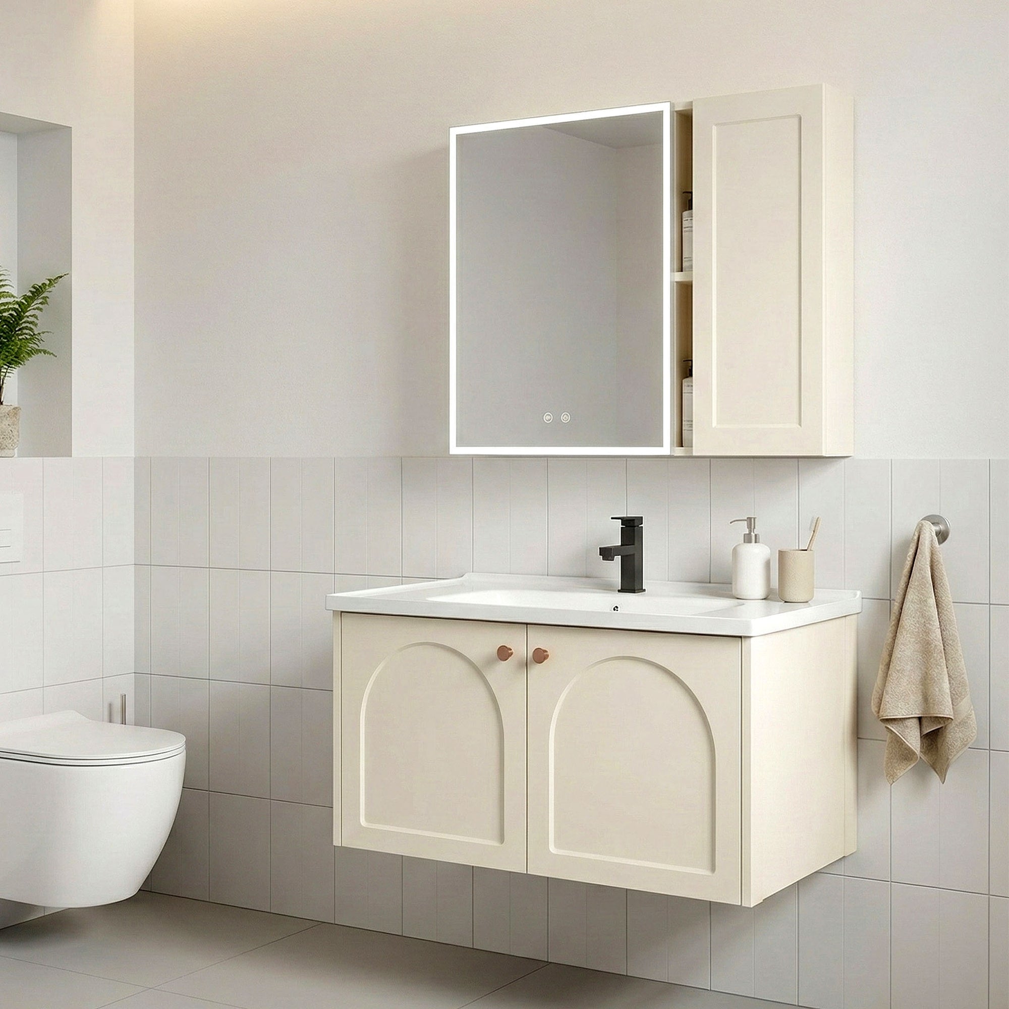 Sada koupelnového nábytku s umyvadlem Denver 80cm Creme  3