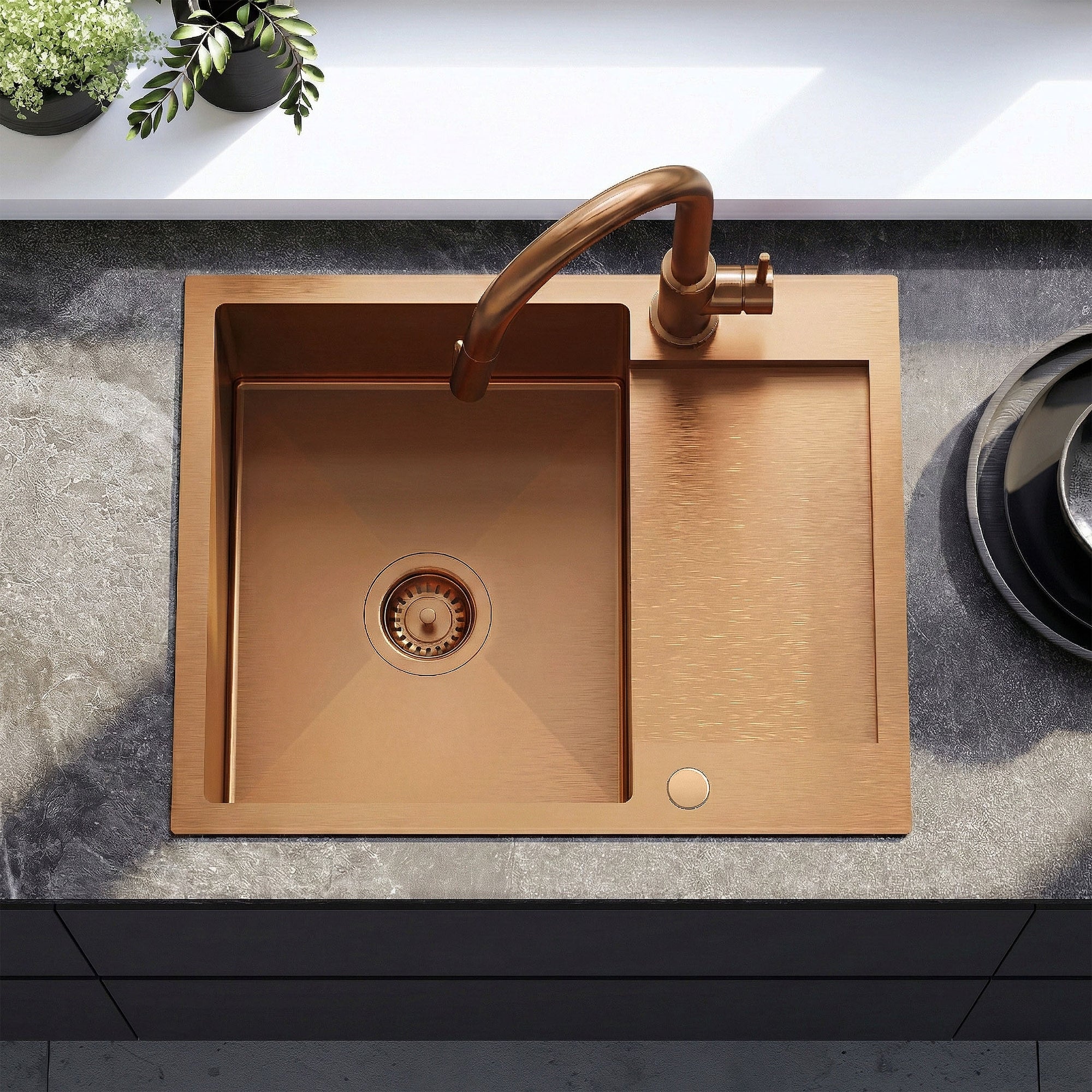 Ocelový dřez Paul BRUSH COPPER bez kuchyňské baterie 4
