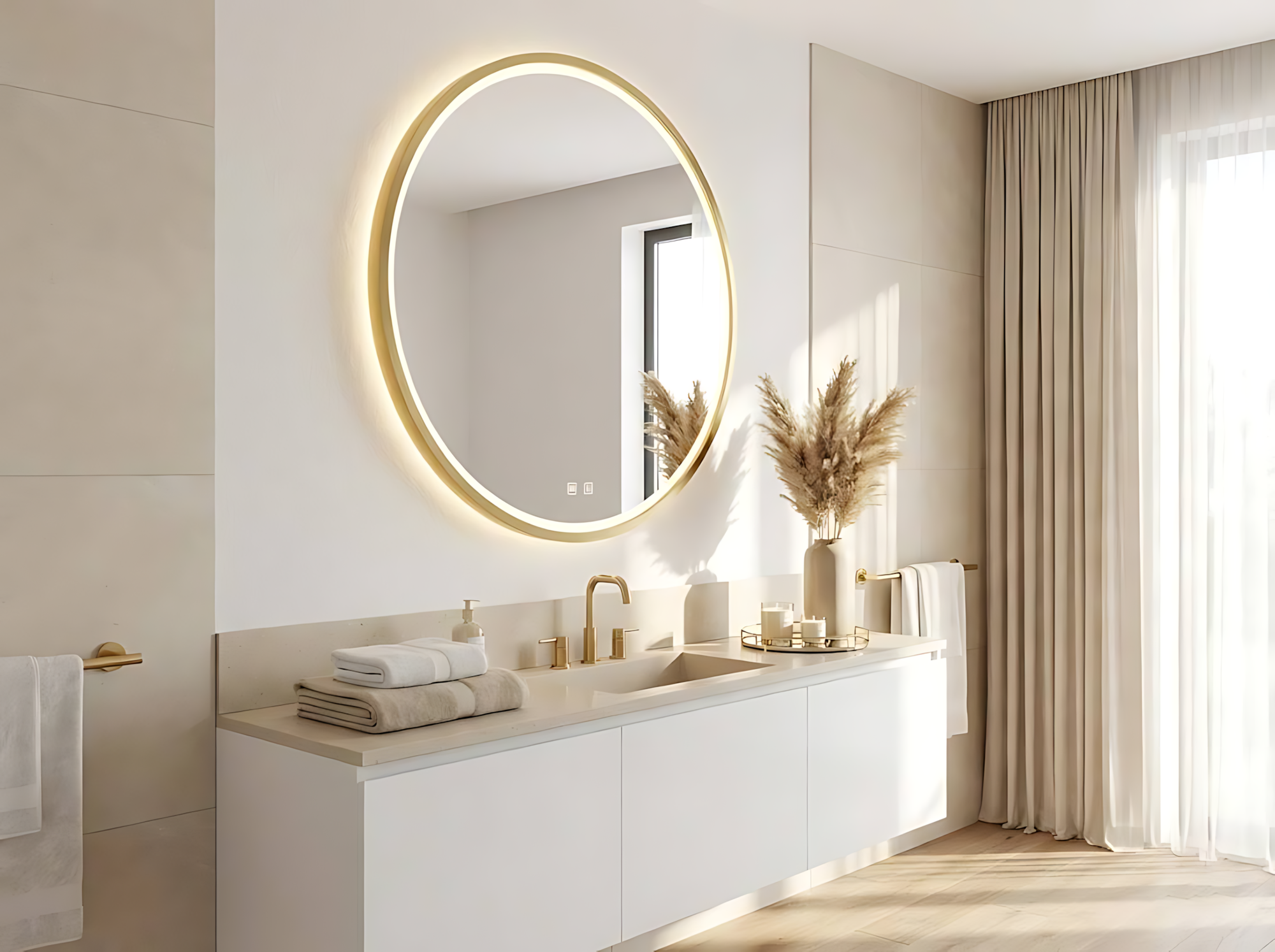 Zrcadlo LED 100cm MMJ BRUSH GOLD  5