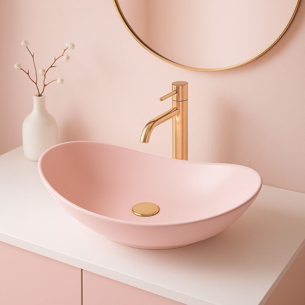 Umyvadlo na desku REA ROYAL Powder Pink Matt  10