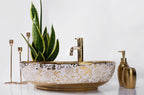 Umyvadlo na desku Rea Margot White/Gold  4