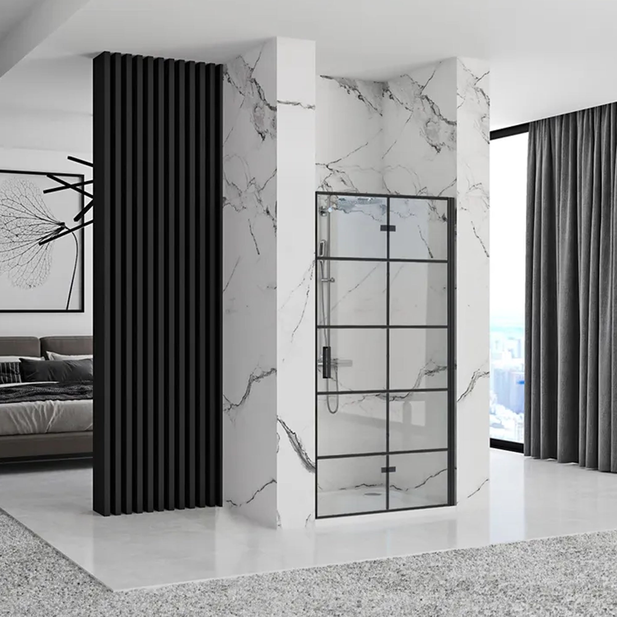 Sprchové Dveře Rea Molier černé 90 + Profil  1