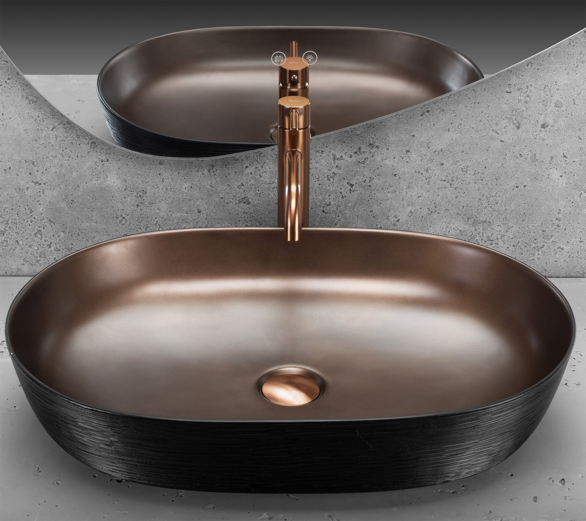 Keramické umyvadlo na desku CLEO 61 Copper Bush / Black  4