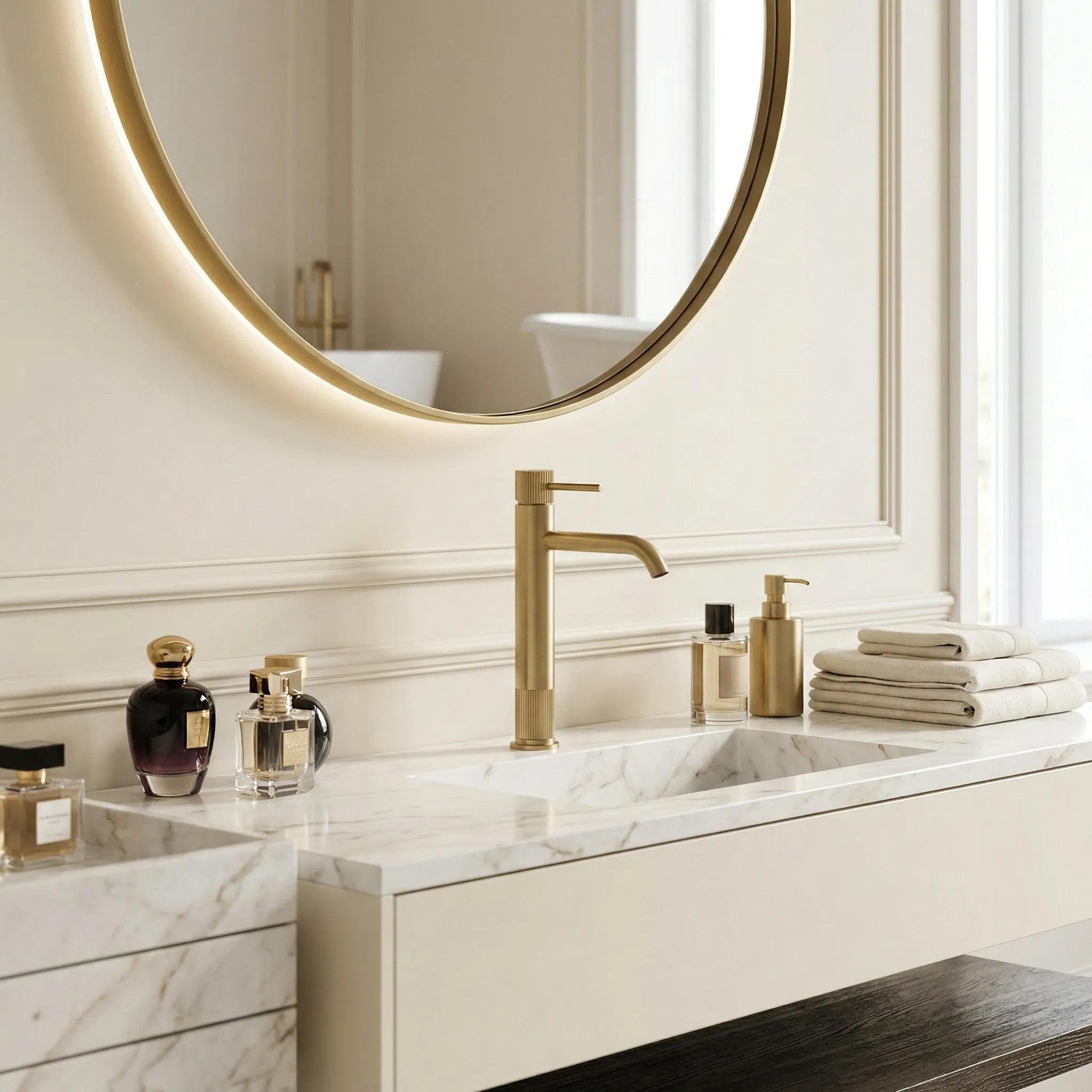 Koupelnová baterie Rea Lungo Stripe Brush Gold  5