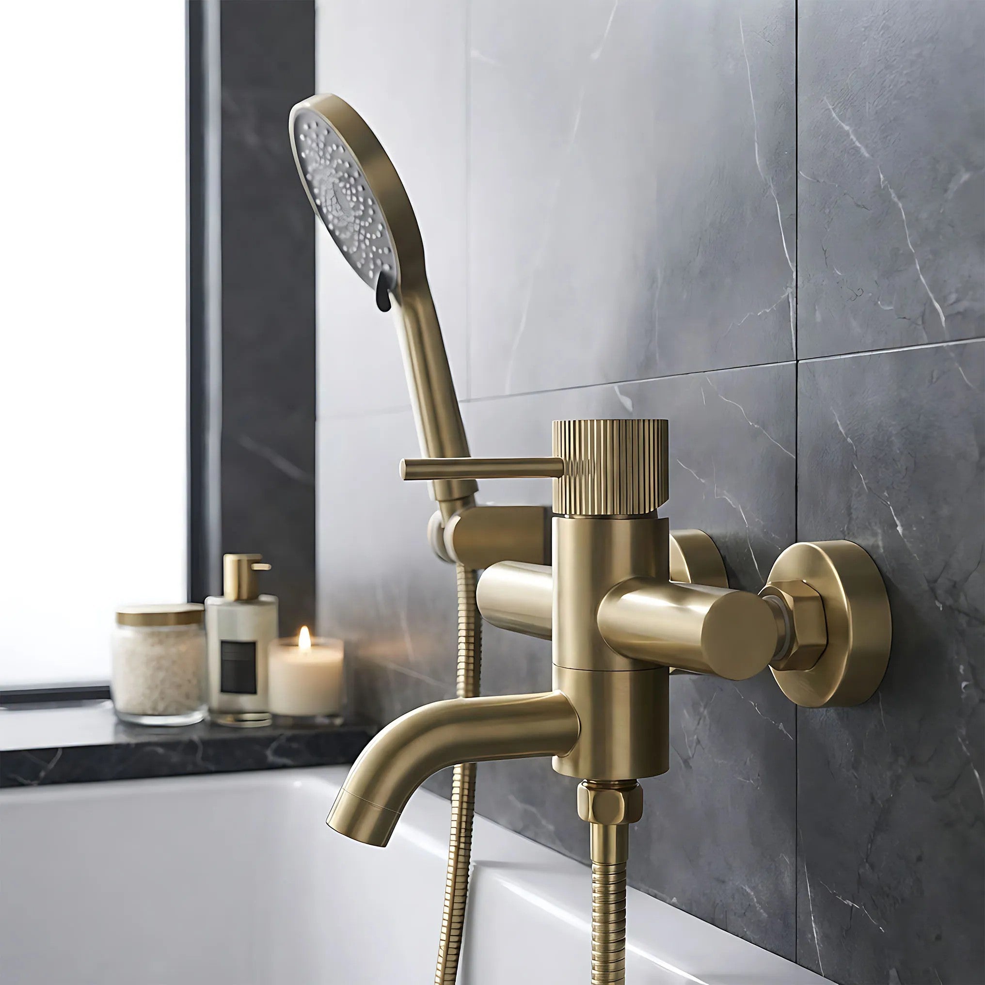 Vanová baterie Rea Lungo Stripe Gold  Brush  5