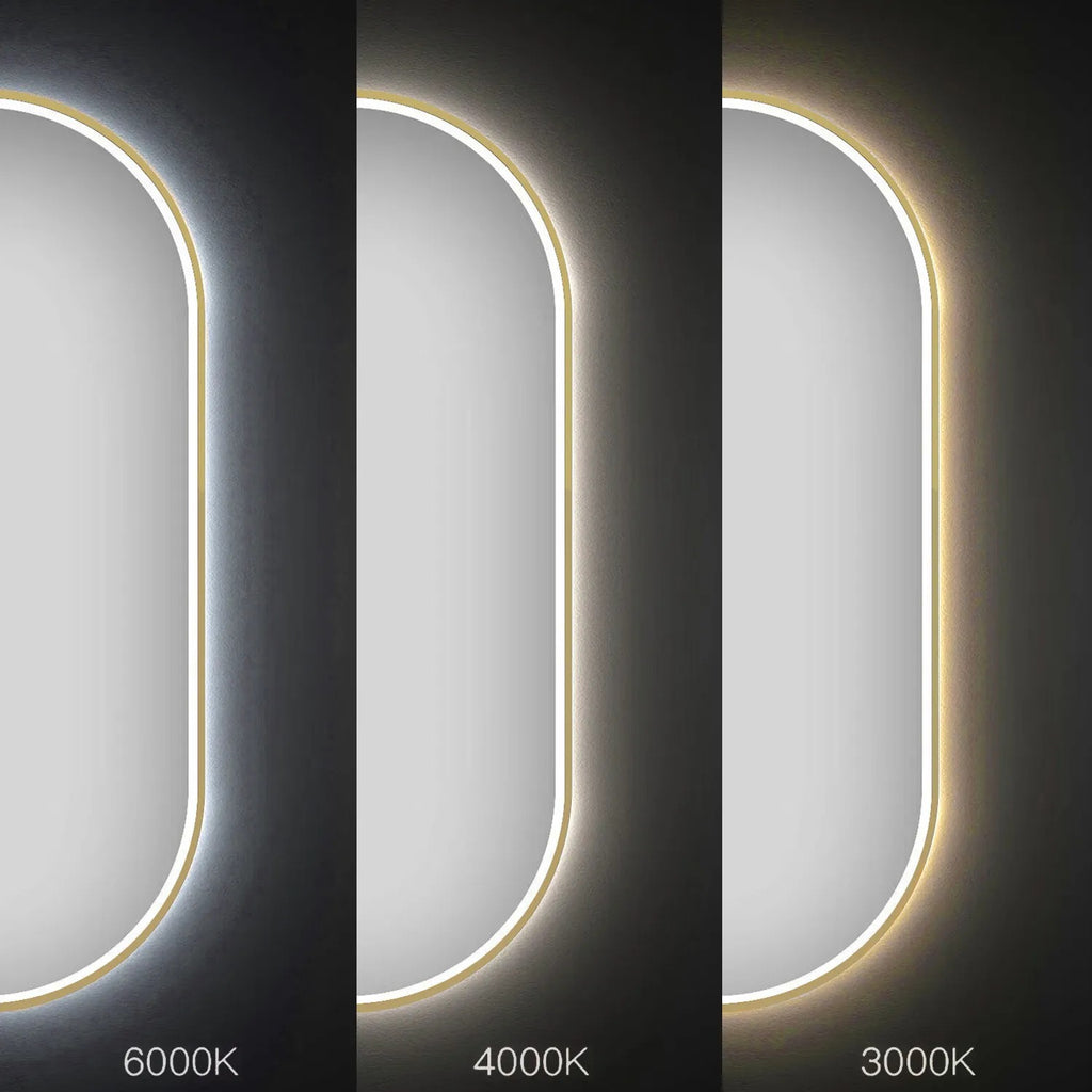 Zrcadlo LED OVL 50x100cm Brush Gold  5