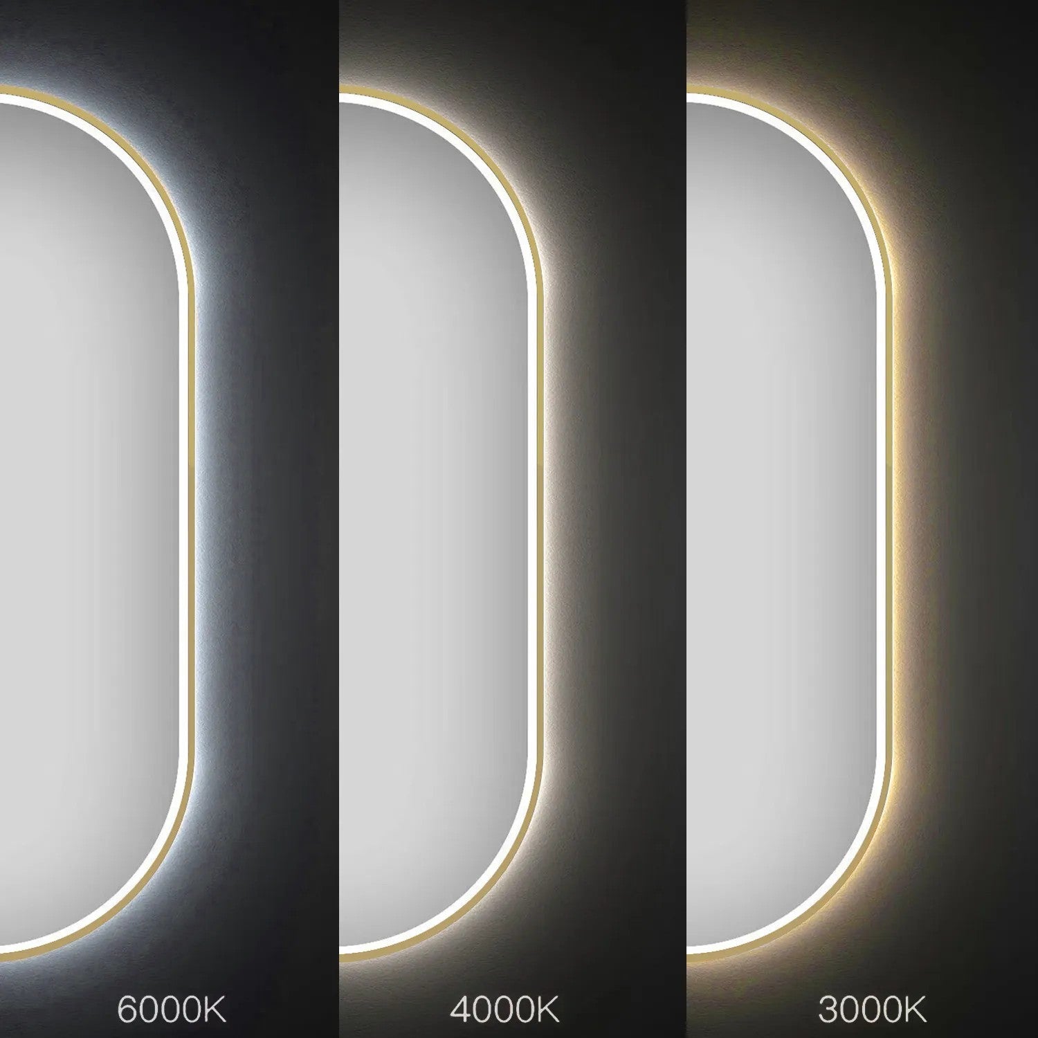 Zrcadlo LED OVL 50x100cm Brush Gold  5