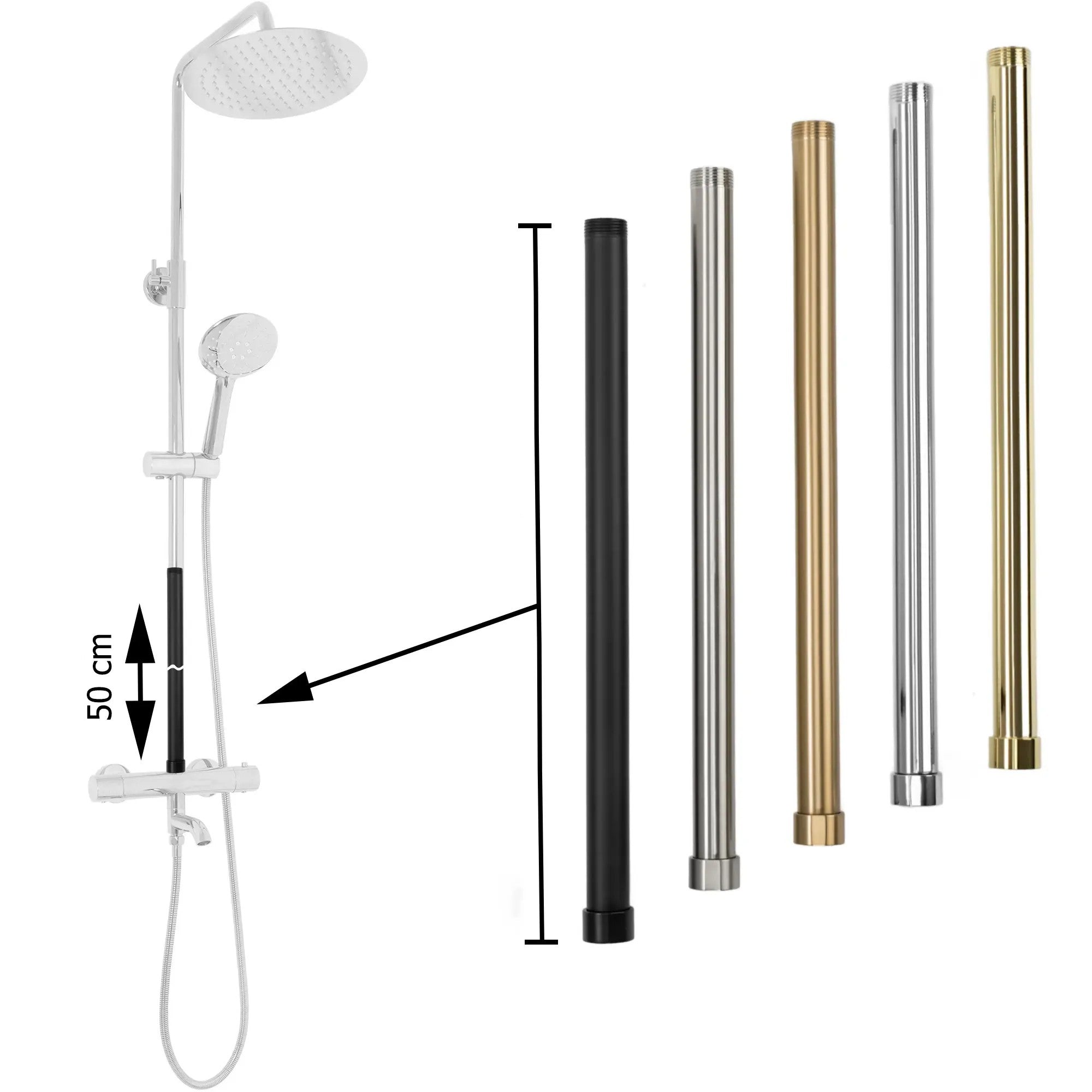 Prodloužení pro vanovou/sprchovou soupravu CHROM 50cm  5