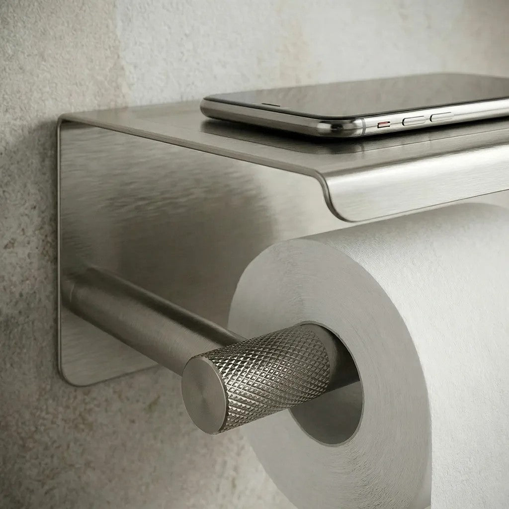Držák na toaletní papír s poličkou 6613 Modern Nickel Brush  5