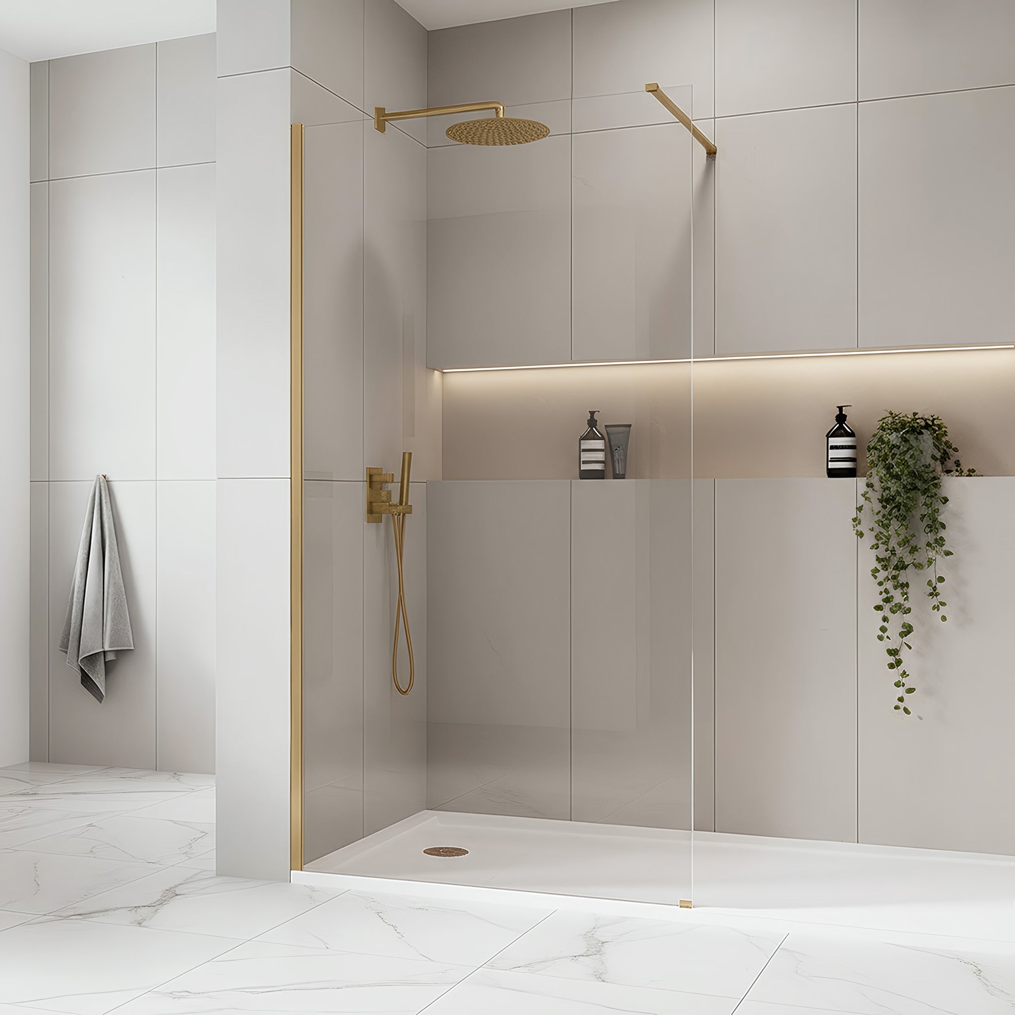 Sprchová zástěna Rea Flexi Transparent / Brush Gold 80  11