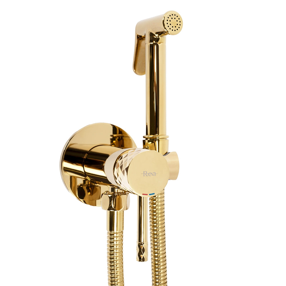 Podomítková bidetová baterie LUNGO LOOP Diamond Gold  1