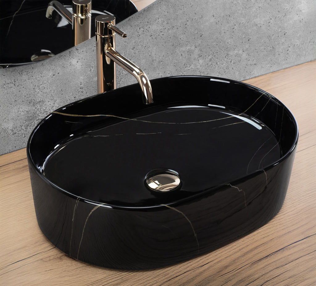 Umyvadlo na desku REA Nadia 50 Black Stone  3