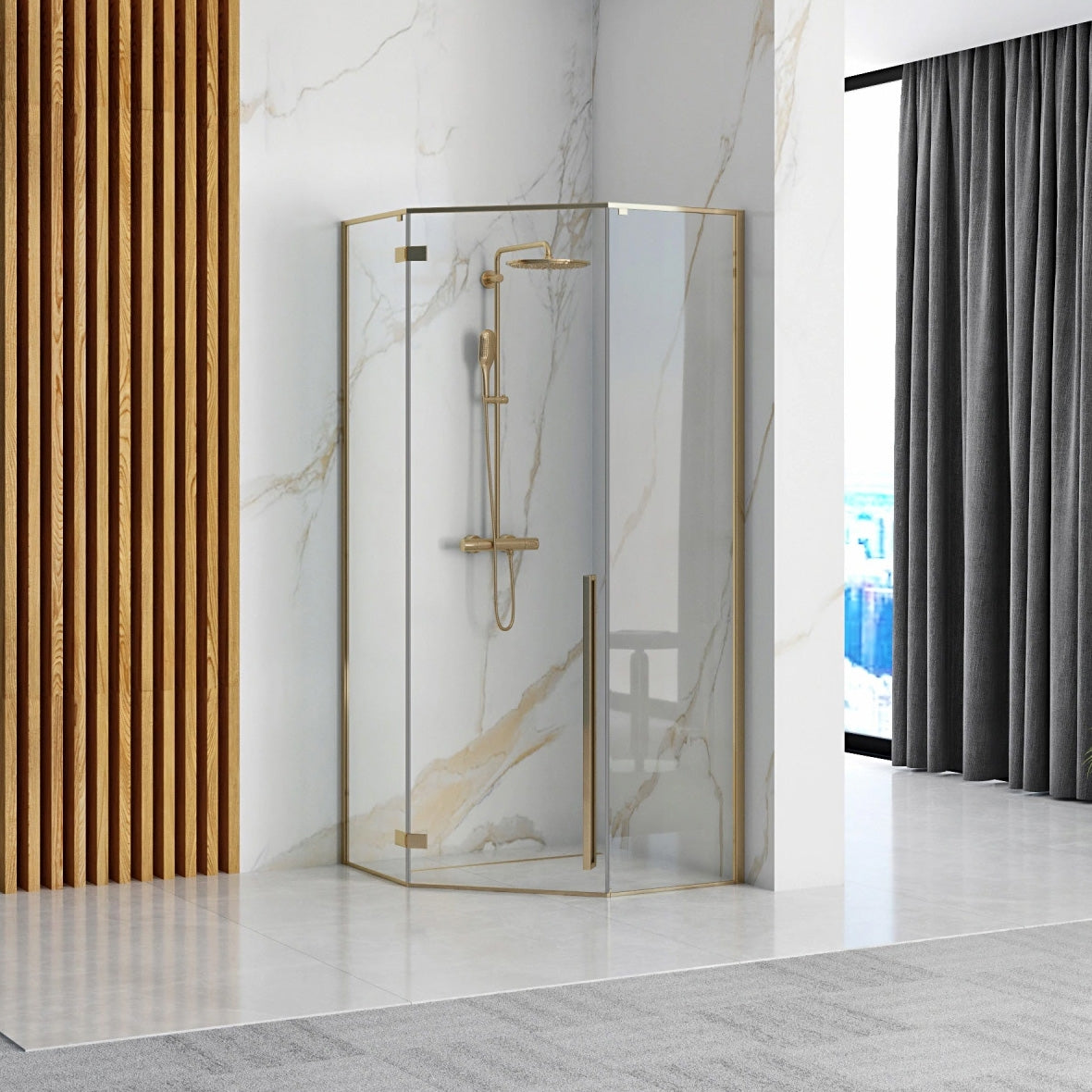 Sprchový kout REA DIAMOND 90x90 - zlatá Bez sprchové vaničky 2