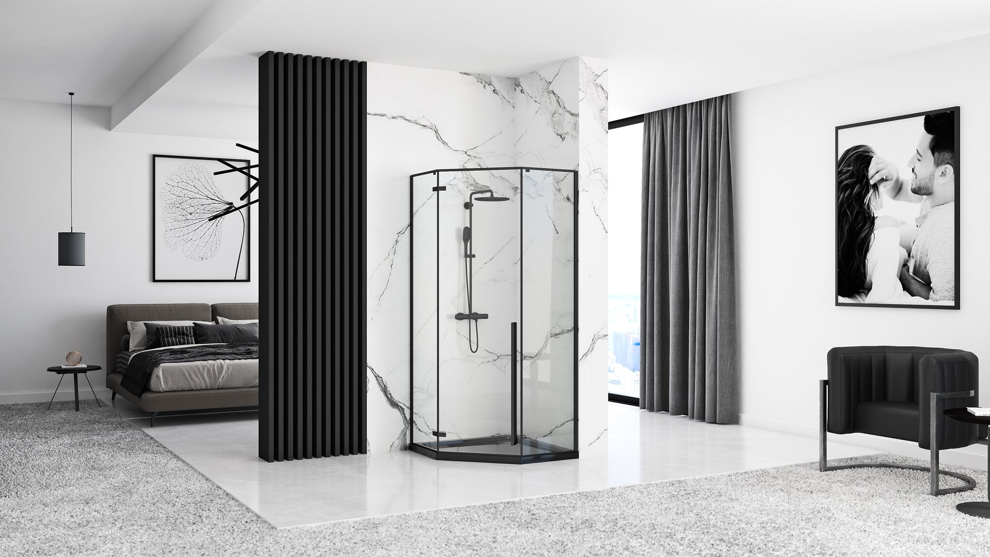 Sprchový kout REA DIAMOND 90x90 - matná černá Bez sprchové vaničky 14