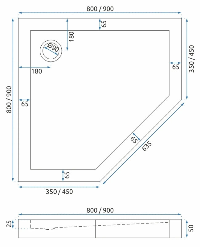 Sprchová vanička Rea Diamond 90x90  9