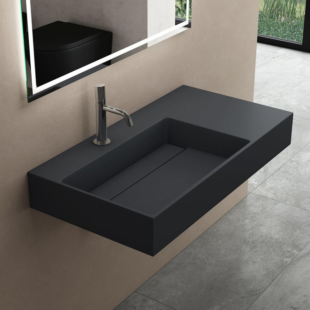 Umyvadlo REA  Archi 75 CM Grey MATT na desku - konglomerát  2