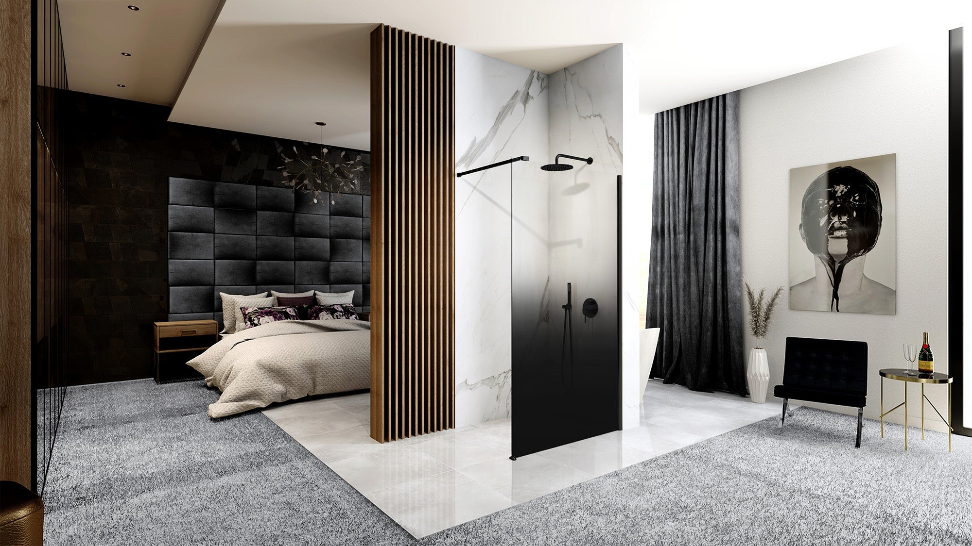 Sprchová zástěna Rea Aero Ombre Black/Black 110  4