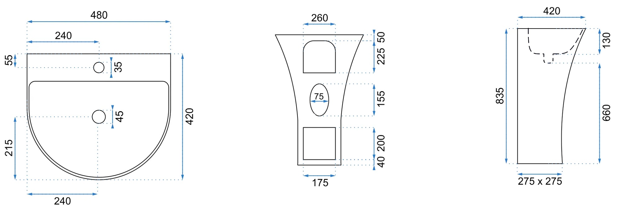 Volně stojící umyvadlo Rea Rita Slim  5