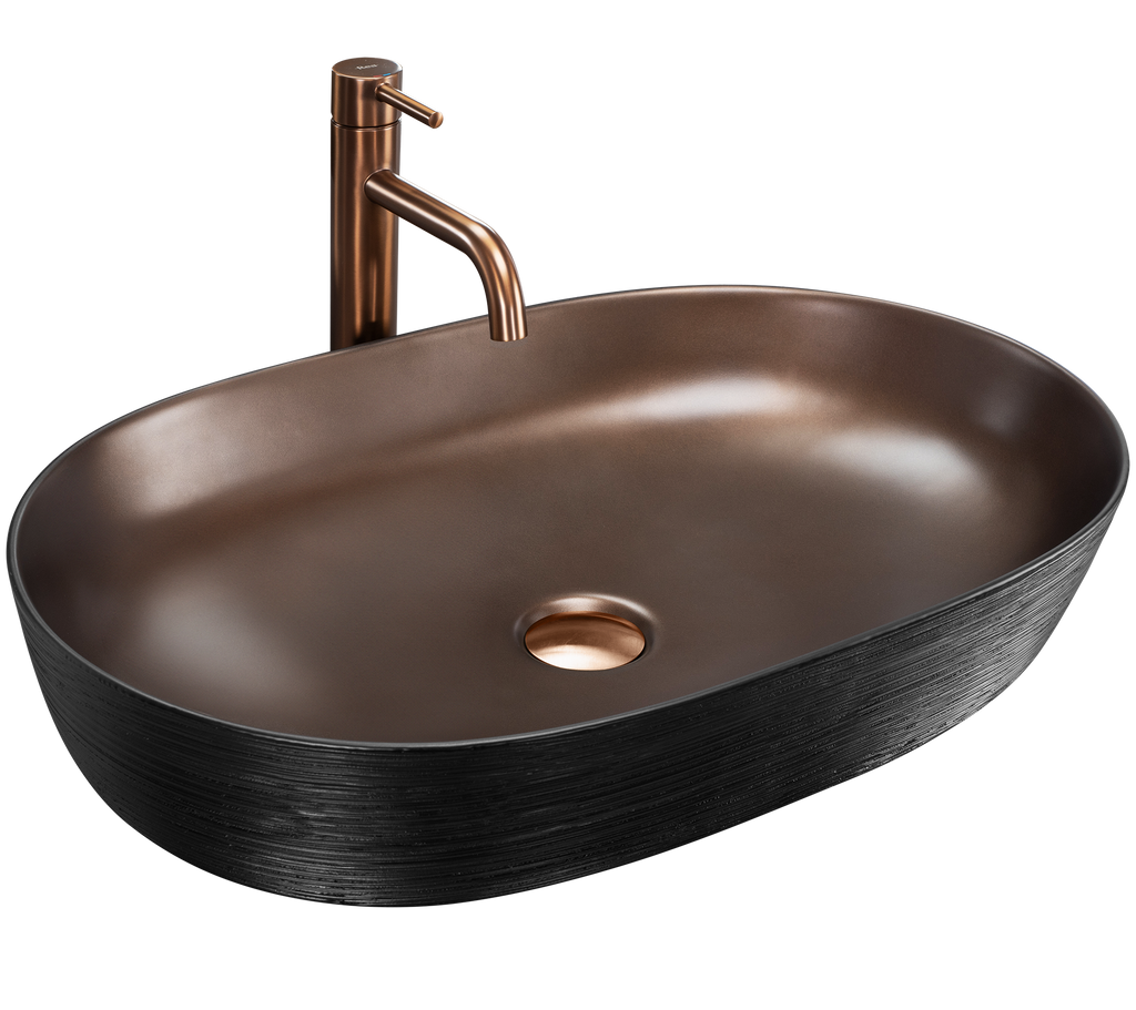 Keramické umyvadlo na desku CLEO 61 Copper Bush / Black  7