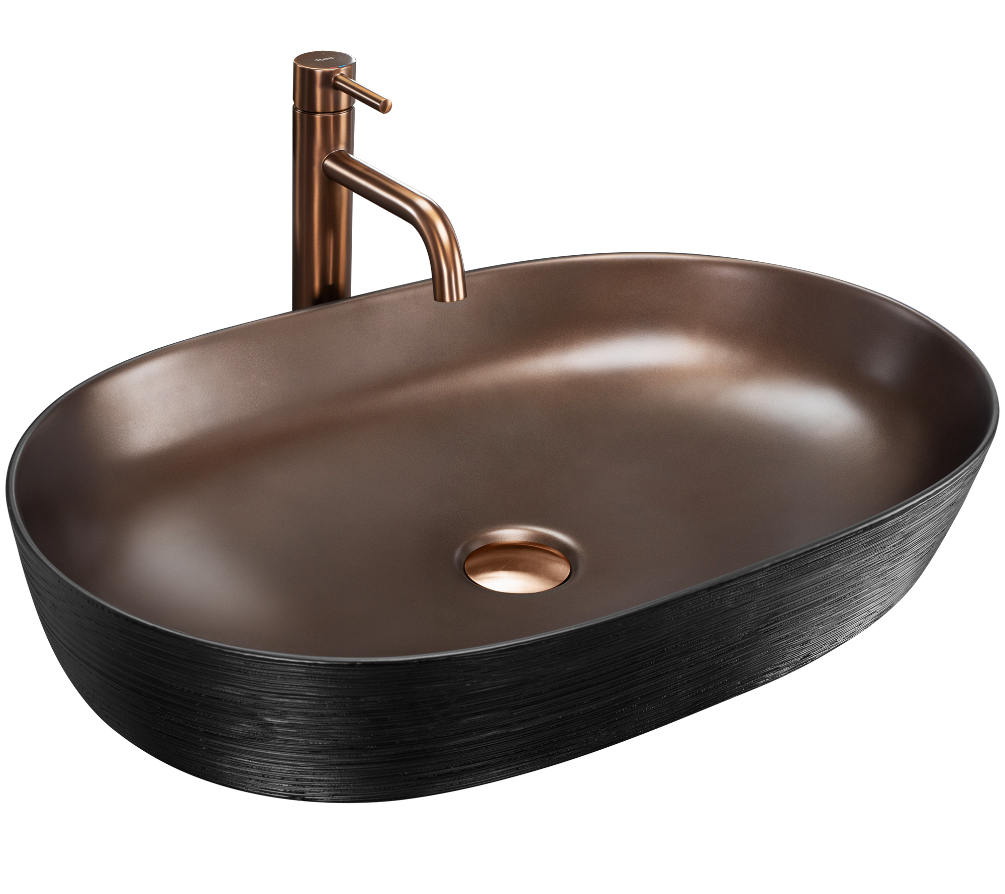 Keramické umyvadlo na desku CLEO 61 Copper Bush / Black  7