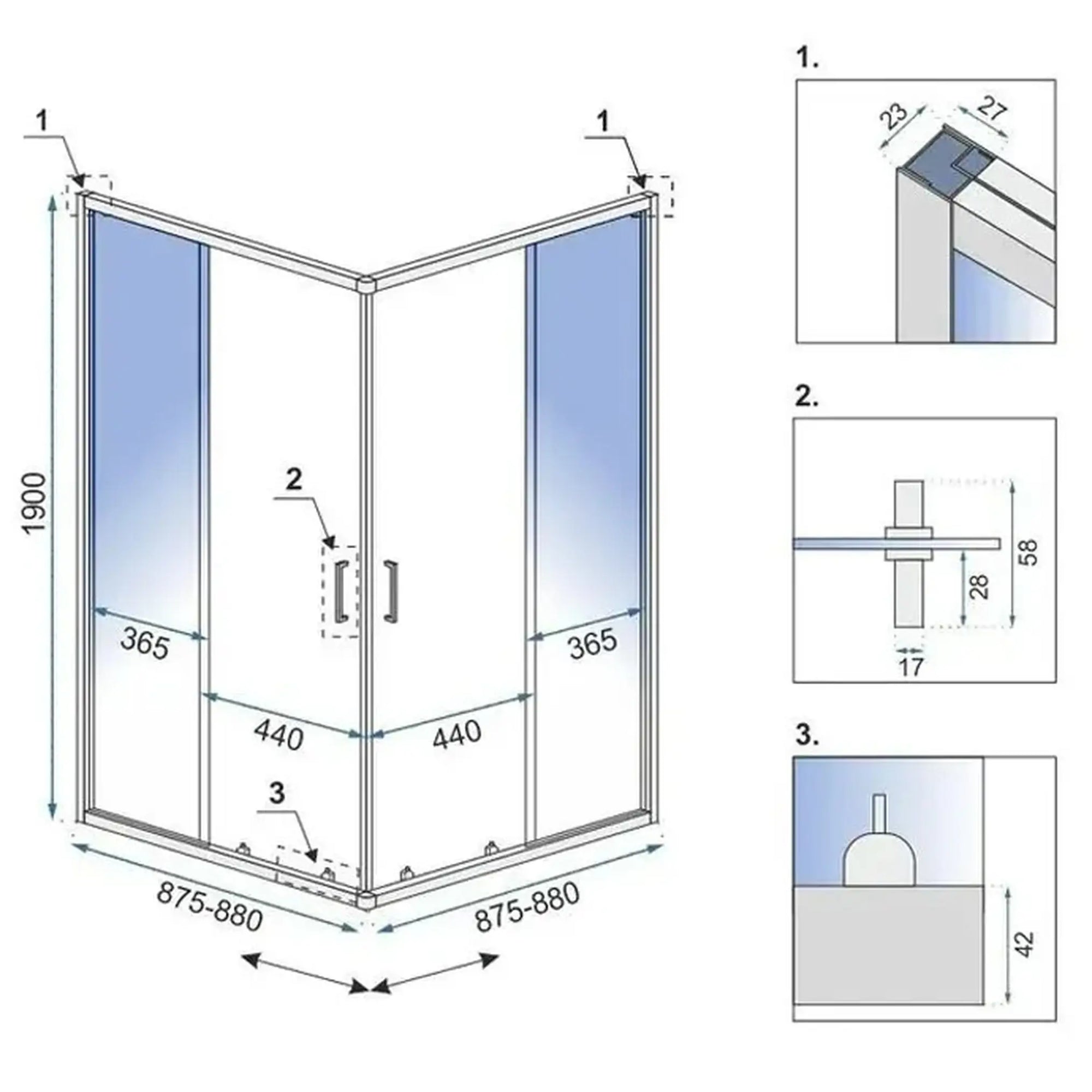 Sprchový kout REA City 90x90 Brush Copper Se sprchovou vaničkou Savoy black 9