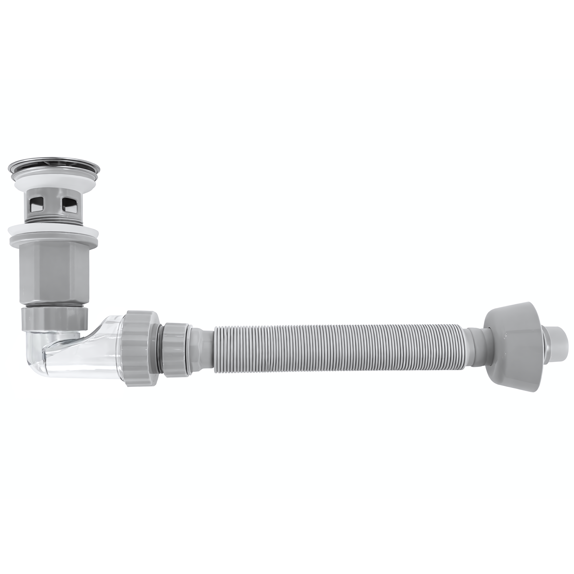 Umyvadlový sifon s univerzální výpustí click-clack REA Flow Chrome  3