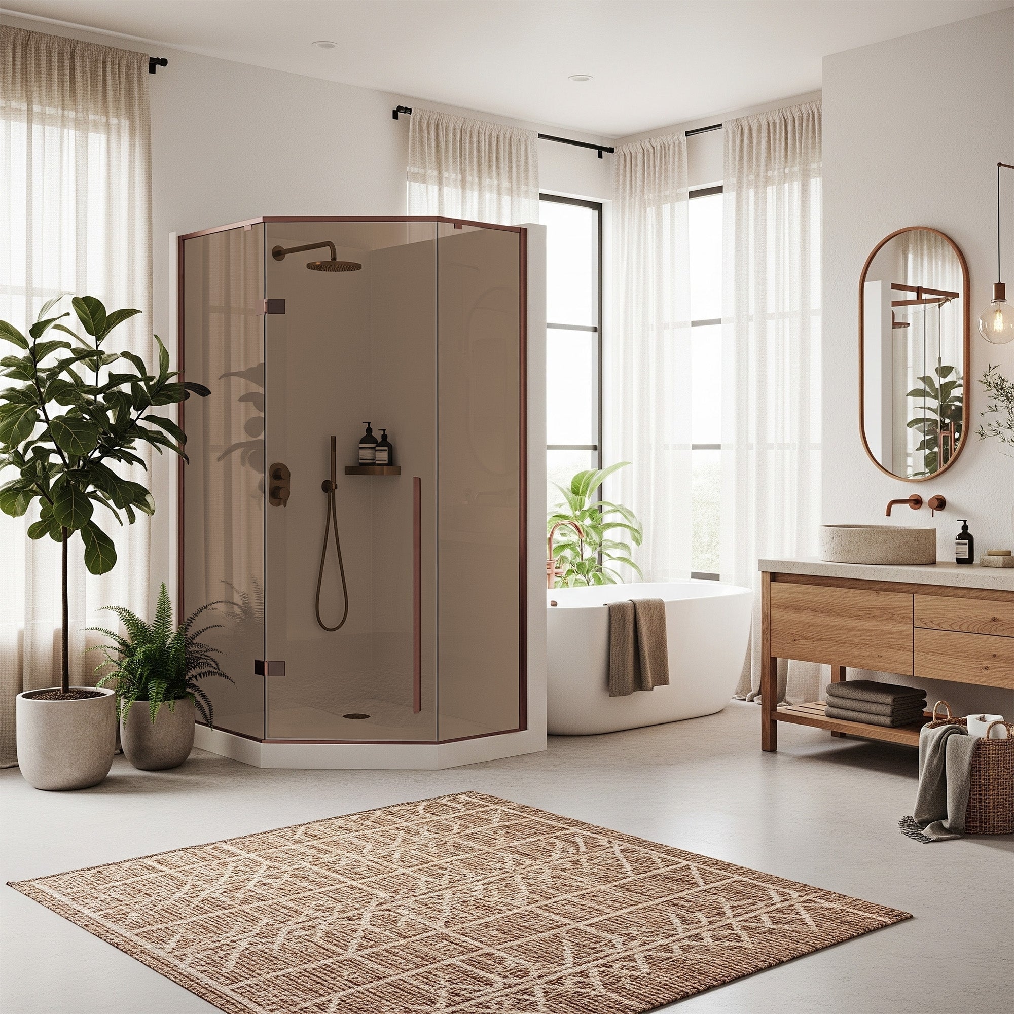 Sprchový kout REA DIAMOND 90x90 COPPER BRUSH Se sprchovou vaničkou  Diamond black 2