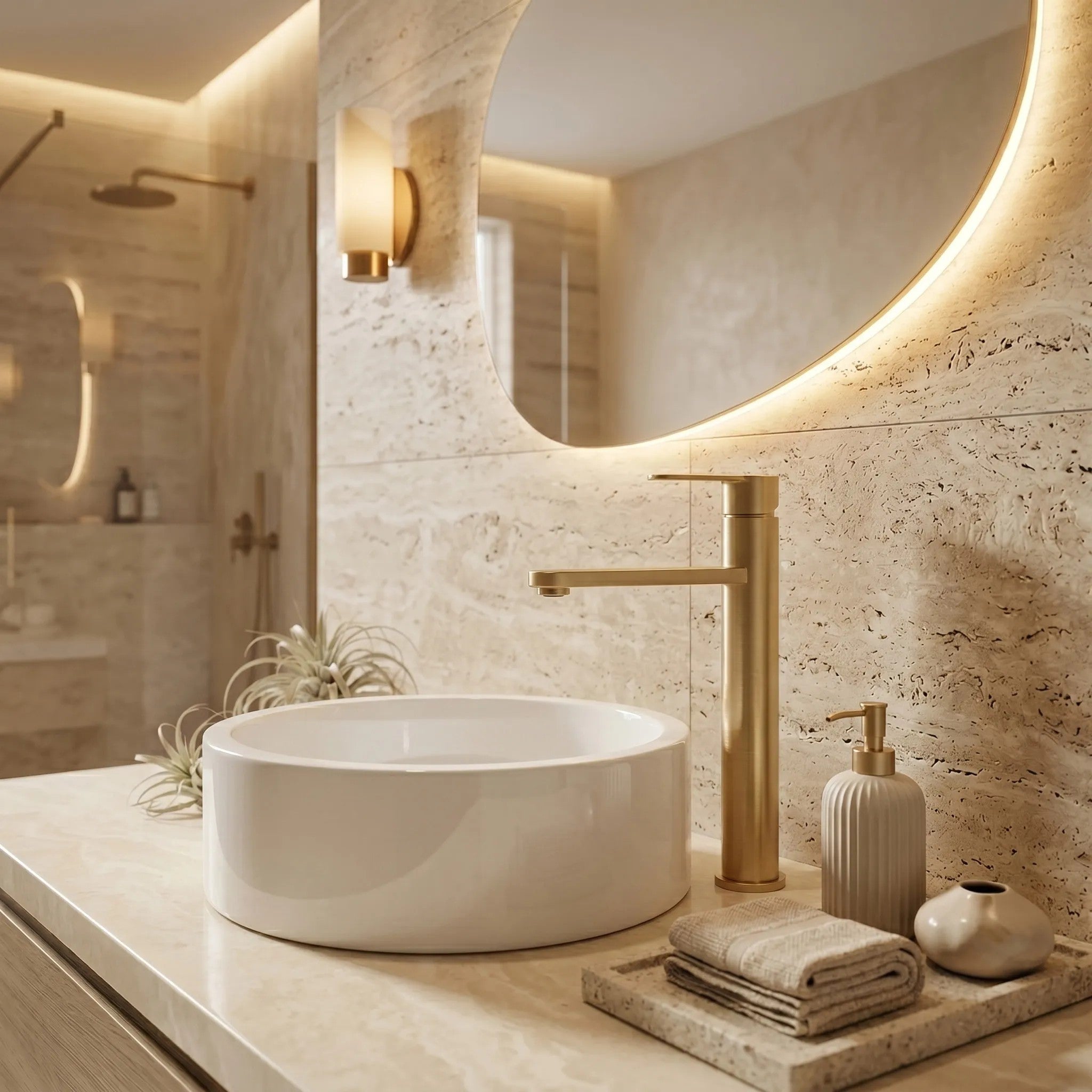 Koupelnová baterie Rea Arcos Brush Gold  6