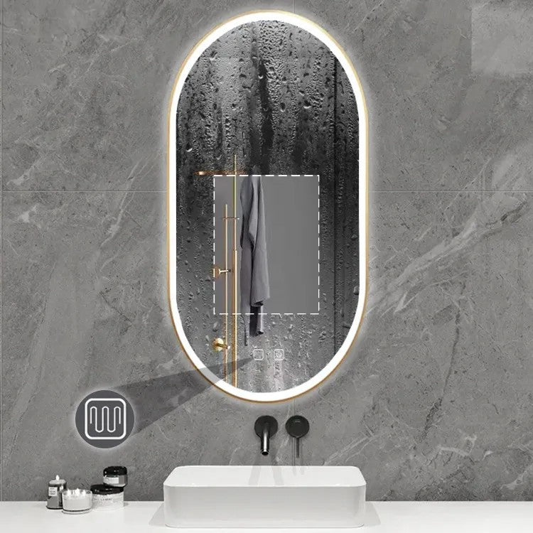 Zrcadlo LED OVL 50x100cm Brush Gold  6