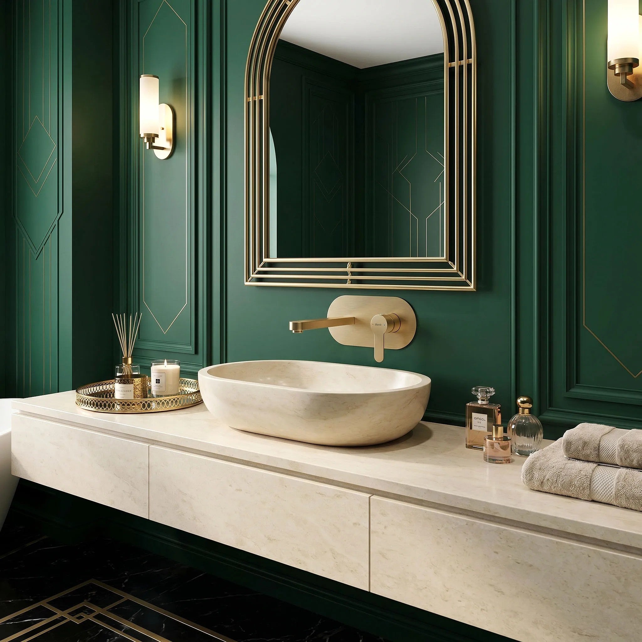 Podomítková vanová baterie REA Arcos Brush Gold  6