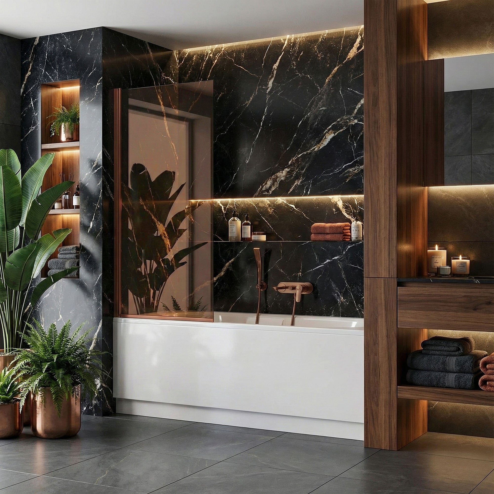 Paravan vanový Rea Elegant Brush Copper 70  4