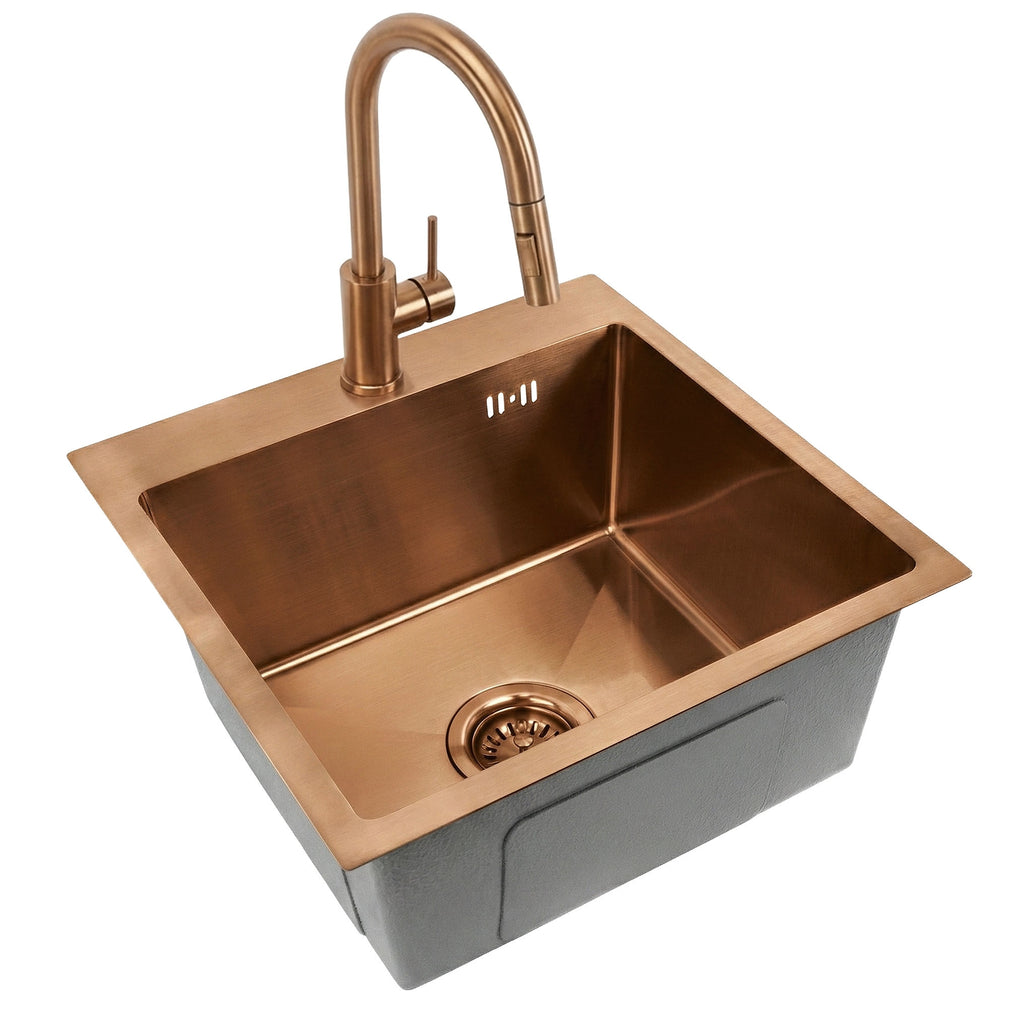 Ocelový dřez Leo 40 BRUSH COPPER s kuchyňskou baterií 7