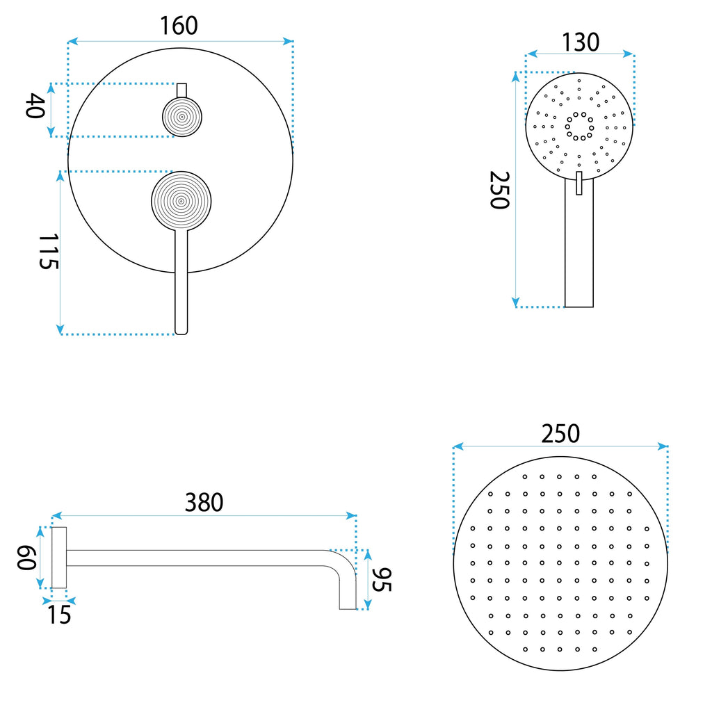 Podomítková sprchová sada Rea Foster Brush Gold + BOX  10