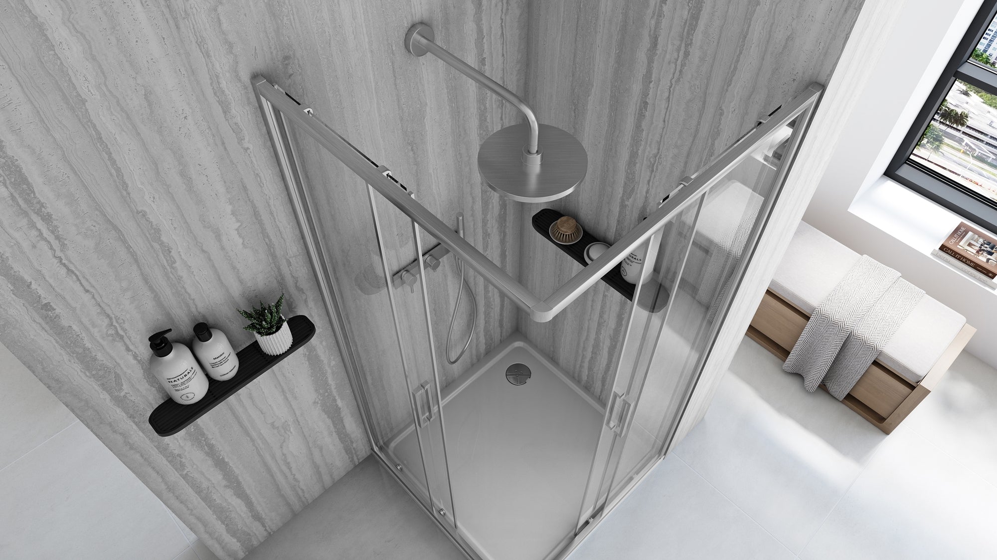 Sprchový kout REA City 90x90 Nickel Brush Se sprchovou vaničkou Savoy 5
