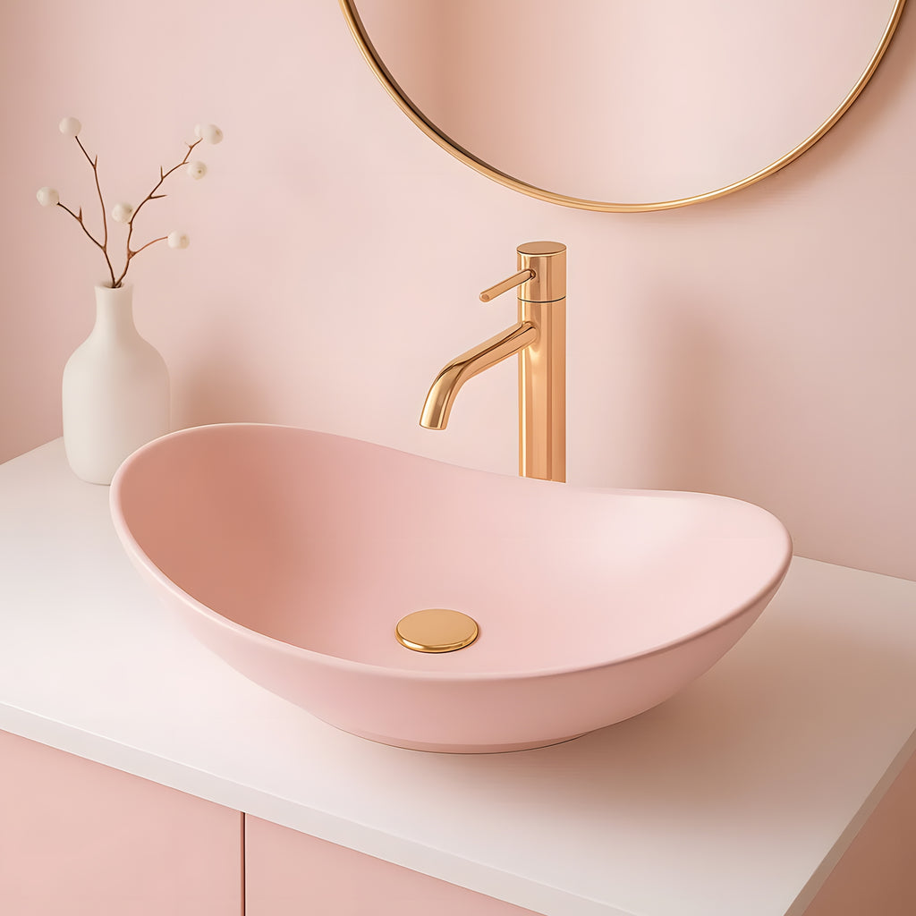 Umyvadlo na desku REA ROYAL Powder Pink Matt  2