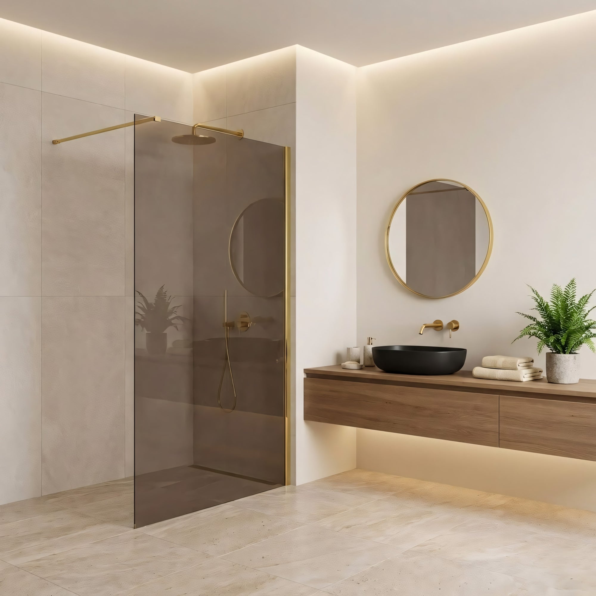 Sprchová zástěna Rea Flexi Brown / Gold 130  10