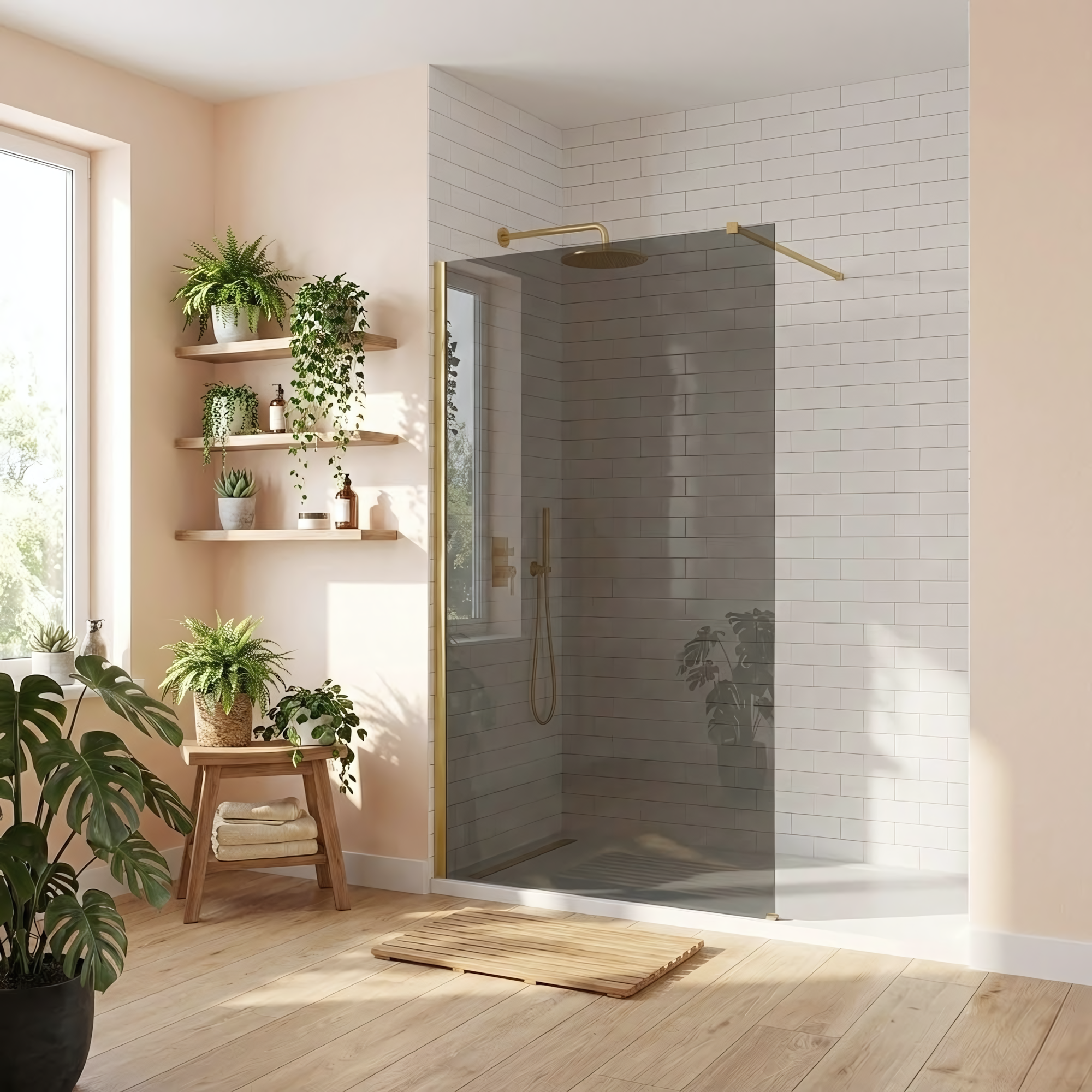 Sprchová zástěna Rea Flexi Grey / Brush Gold 110  4