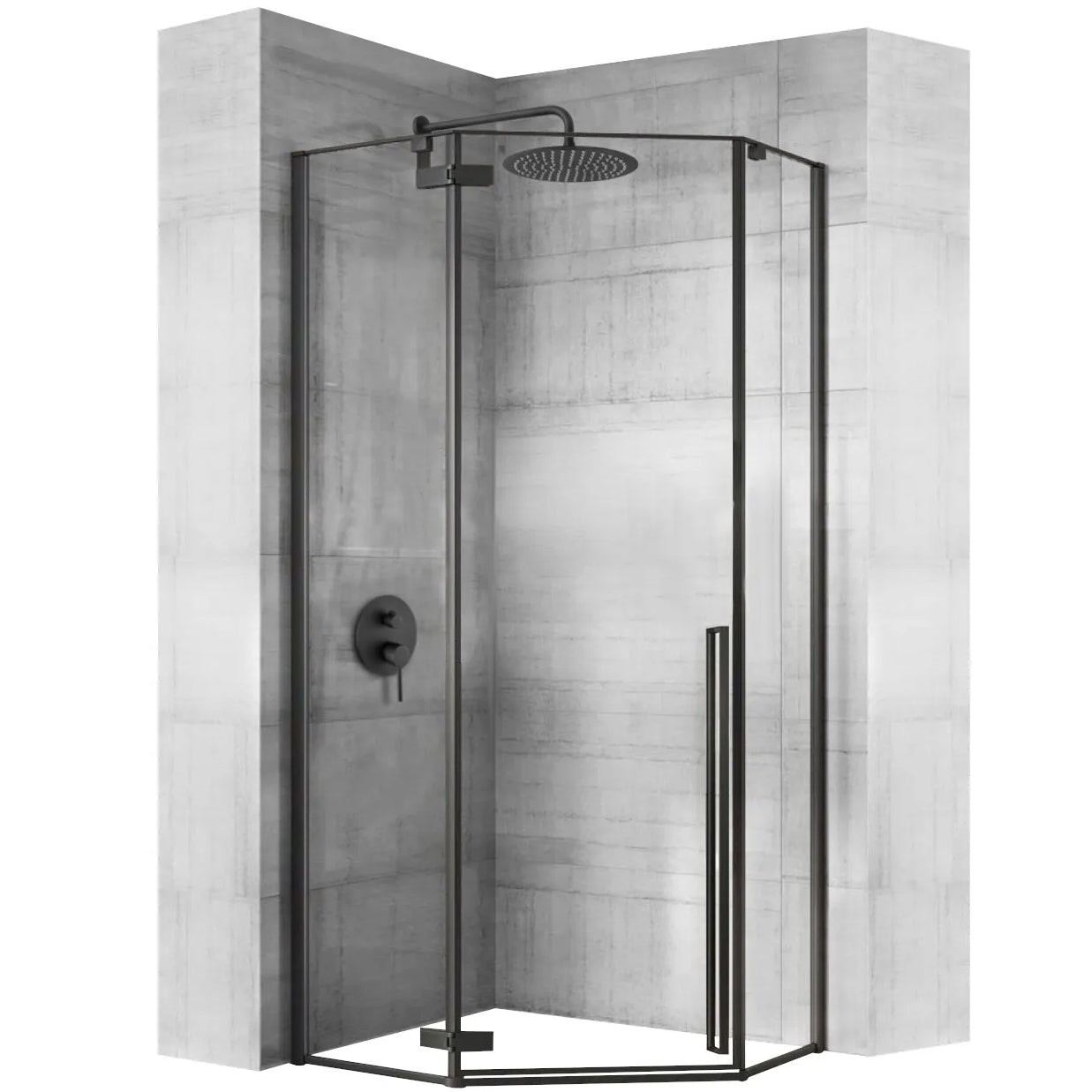 Sprchový kout REA DIAMOND 90x90 - matná černá Se sprchovou vaničkou  Diamond black 1