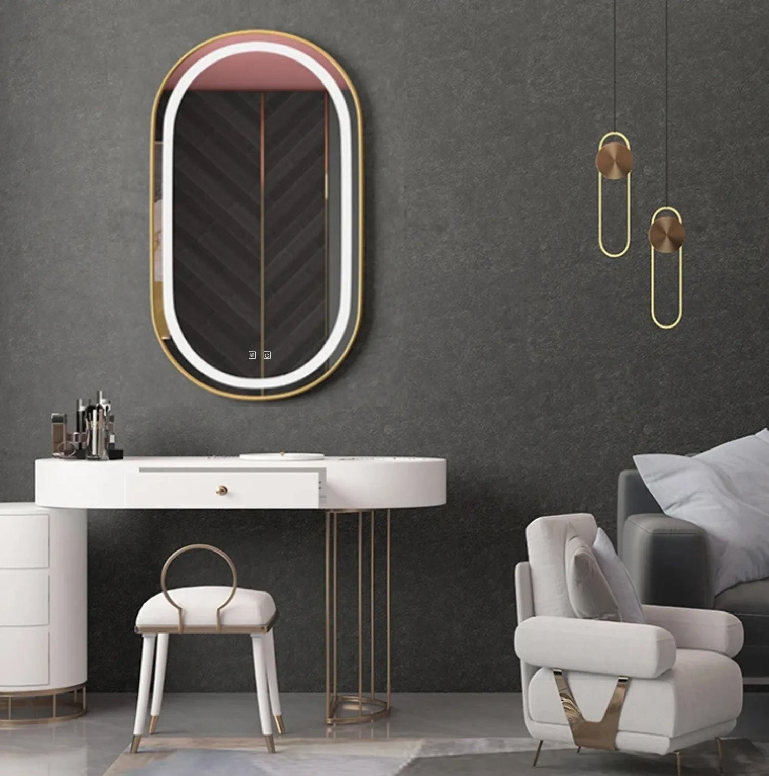 Zrcadlo LED OLL 60x90 cm Brush Gold  4