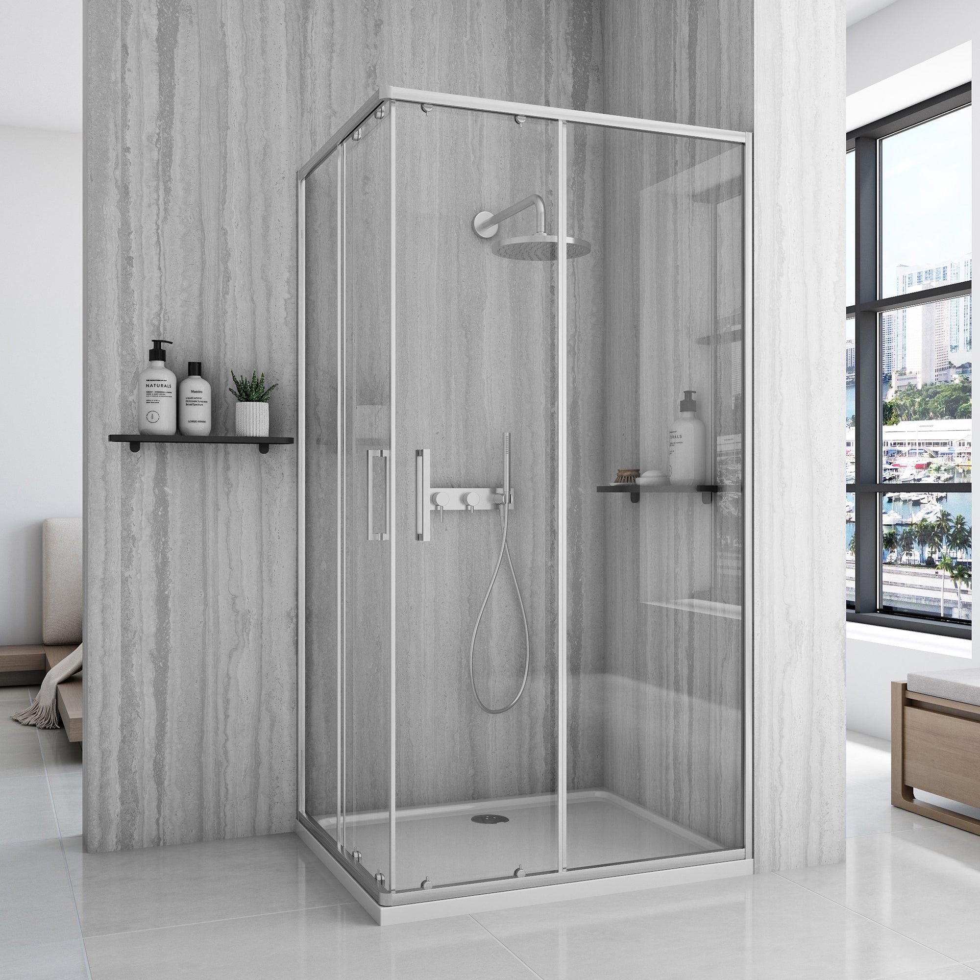 Sprchový kout REA City 80x100 Nickel Brush Se sprchovou vaničkou Savoy black 1