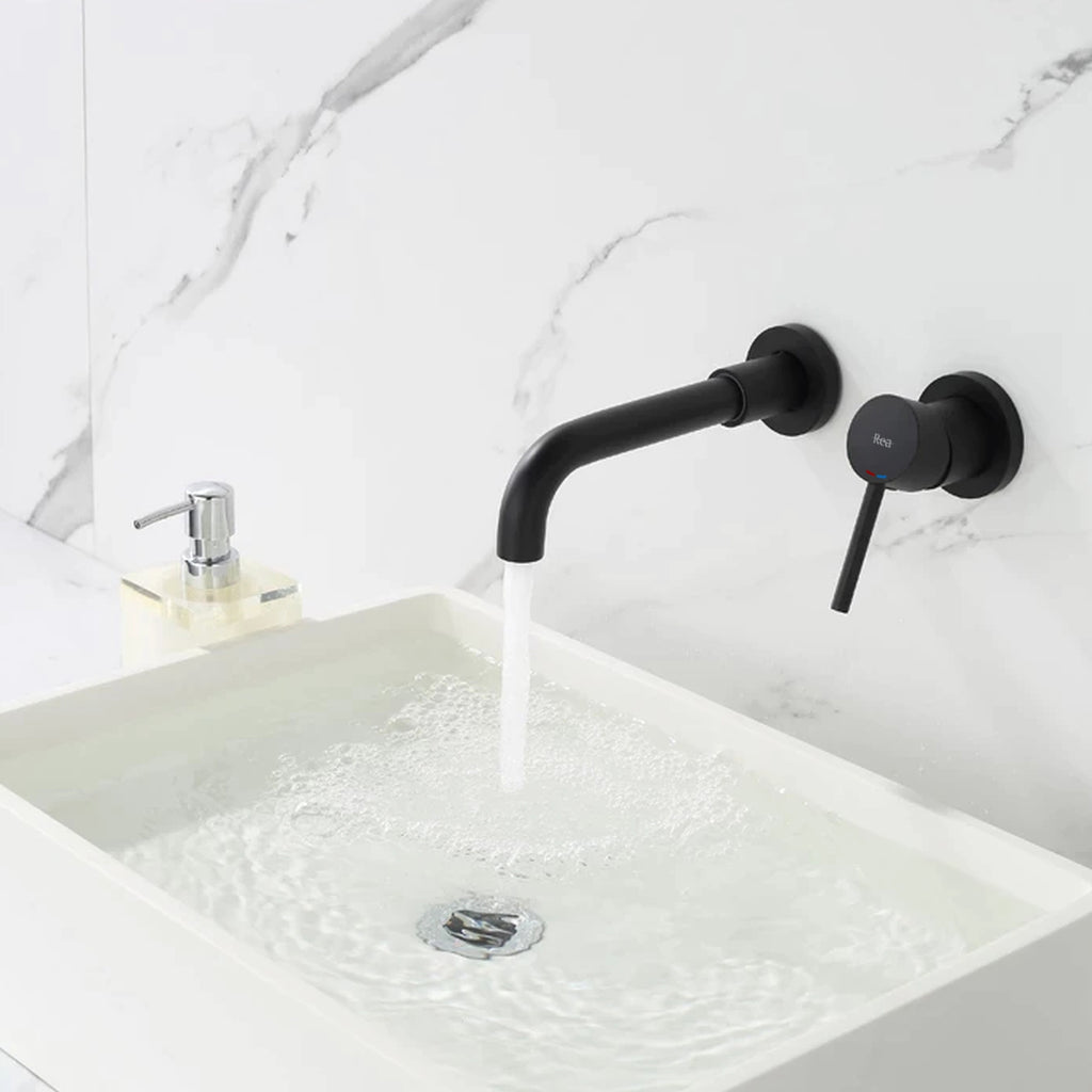 PODOMÍTKOVÁ umyvadlová BATERIE REA Lungo LONG černá matná + BOX  8