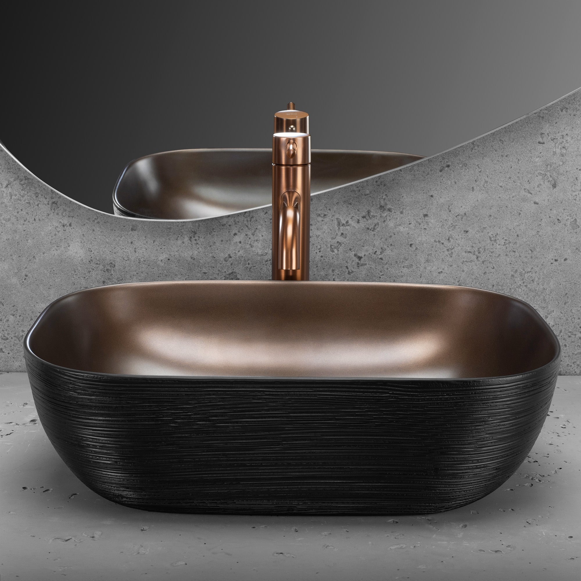 Umyvadlo na desku Rea Belinda COPPER BRUSH / Black  3
