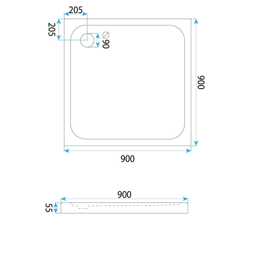 Sprchová akrylová vanička Rea Belmond White 90x90  5