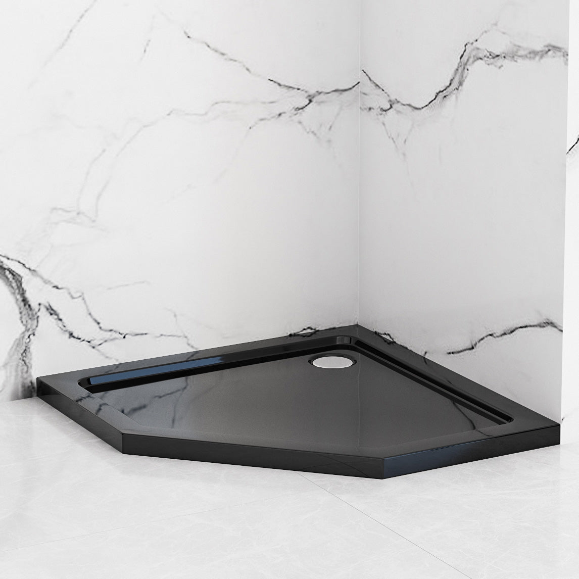 Sprchový kout REA DIAMOND 90x90 - matná černá Se sprchovou vaničkou Diamond 12