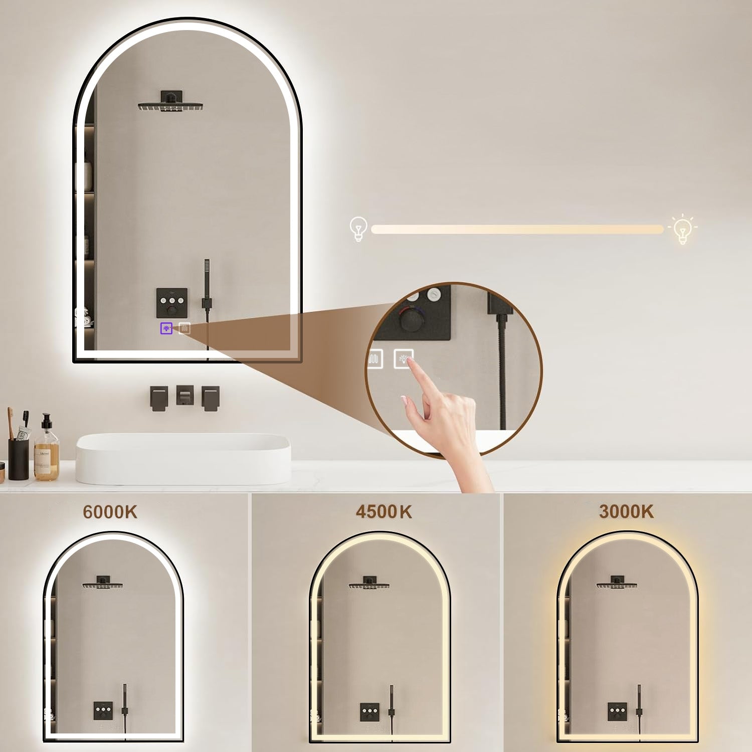 Zrcadlo LED 60x100cm DASH BLACK  5