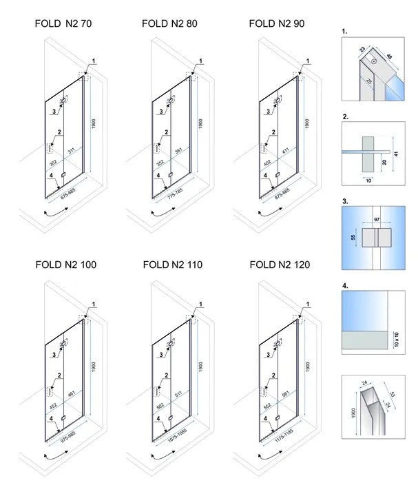 Skládací sprchový kout REA FOLD N2 90 x 110 7